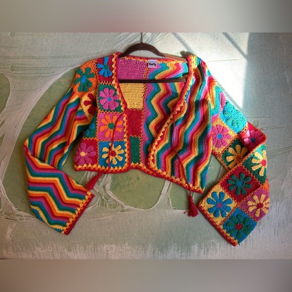 Shop Fluffy Handmade Crochet Cardigan - Picture 1 of 7